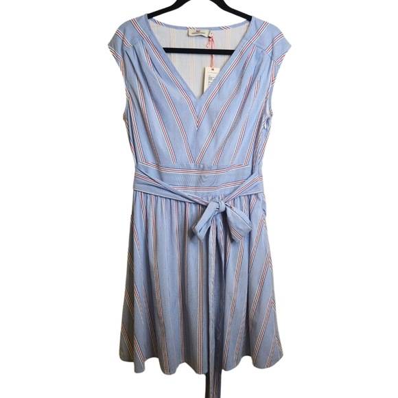 Vineyard Vines Nicholls StripeSeersucker Tie-Waist Dress Size 8 - Picture 2 of 5